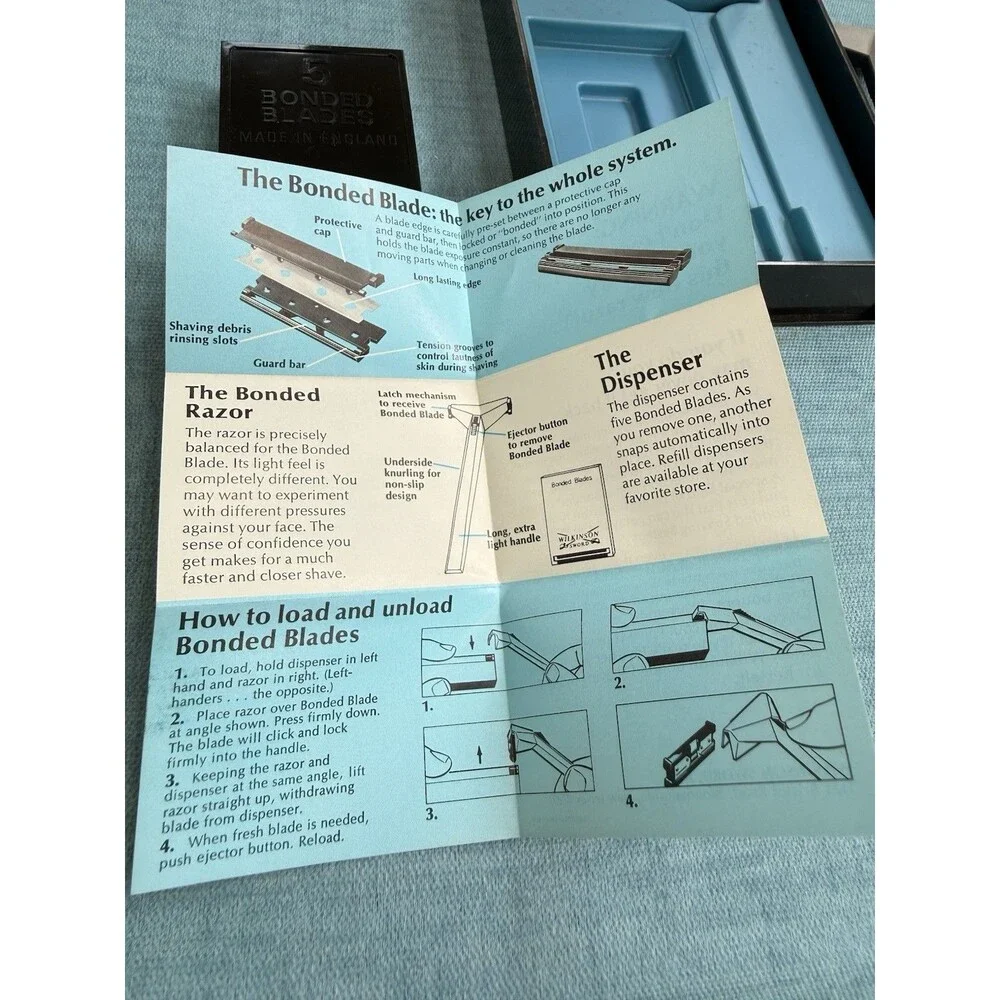 VTG Wilkinson Sword Bonded Razor System 5 Blades Case & Instructions England UK